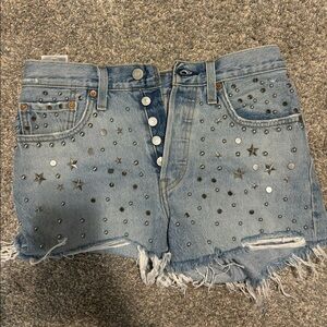 Levi’s high waisted studded jean shorts